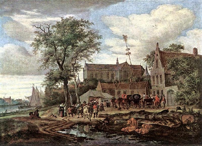 Tavern with May Tree af, RUYSDAEL, Salomon van